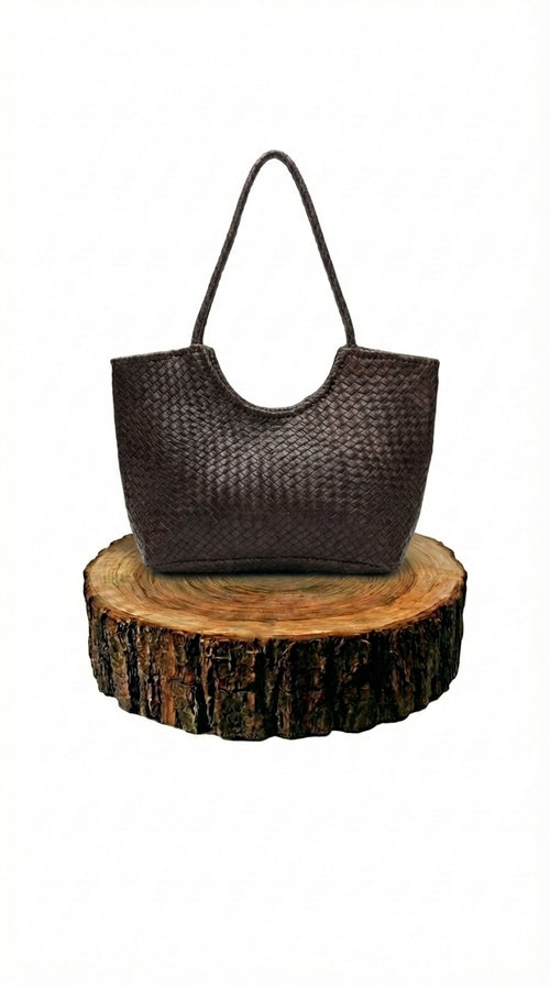 bolso de mano de piel marrón oscuro para mujer marrón oscuro vista frontal — CJ2251