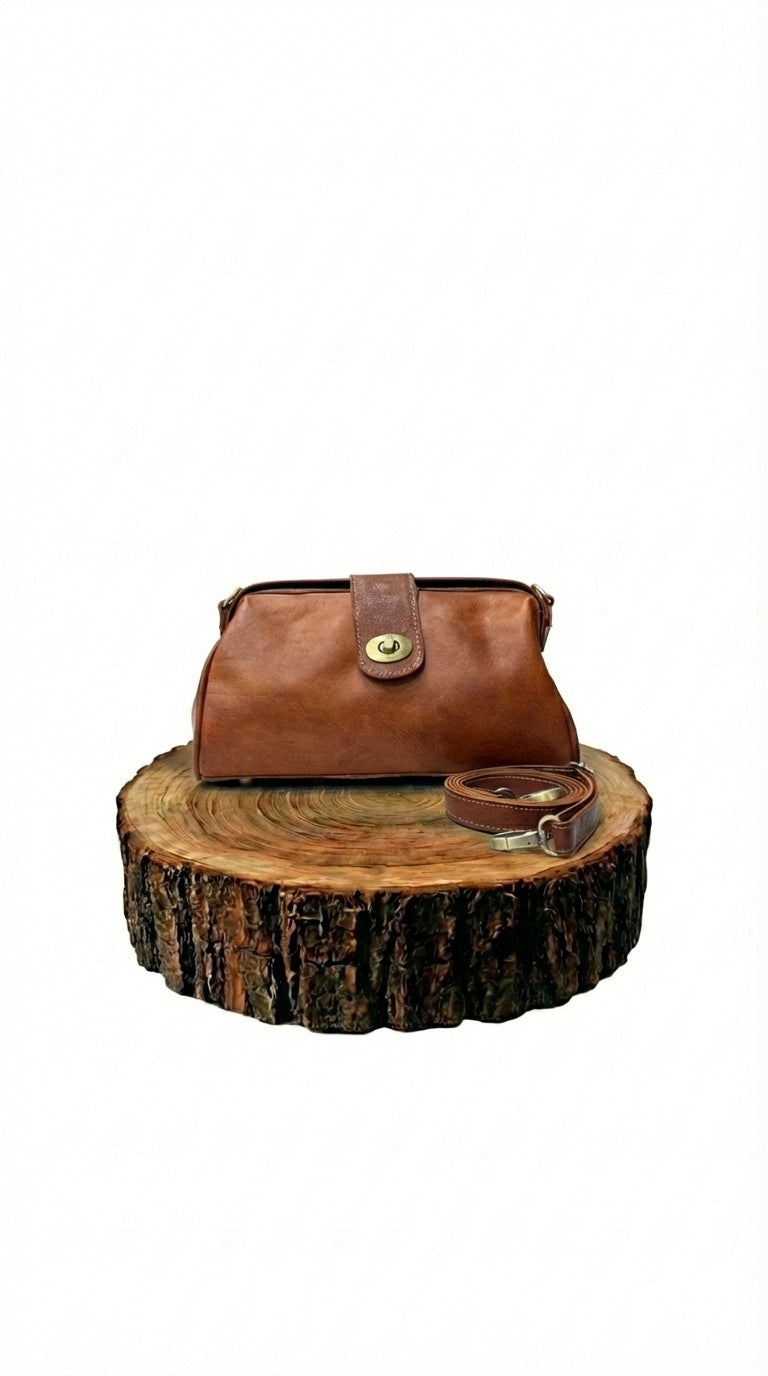 bolso de mano de piel marrón para mujer marrón vista frontal — CJ7074