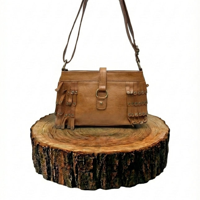 vista 5 marrón bolso de mano de piel marrón para mujer — CJ5446