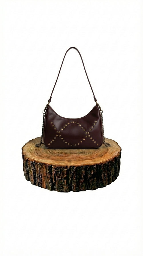 bolso de hombro con tachuelas negro negro vista frontal — CJ5541