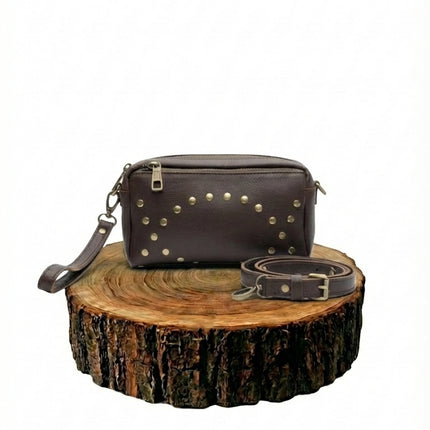 bolso de mano de piel marrón oscuro para mujer marrón oscuro vista frontal — CJ5543