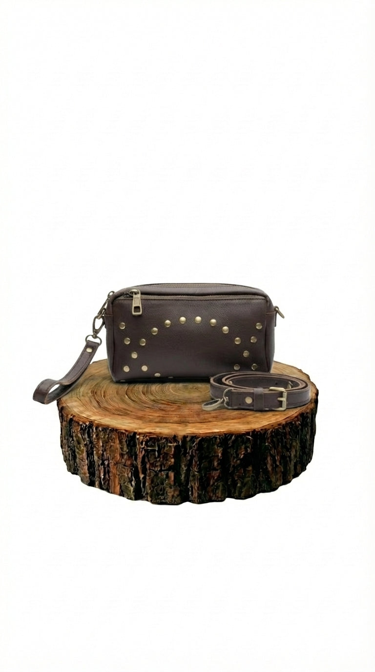 Bolso de Mano de Piel Marrón Oscuro para Mujer | CJ5543