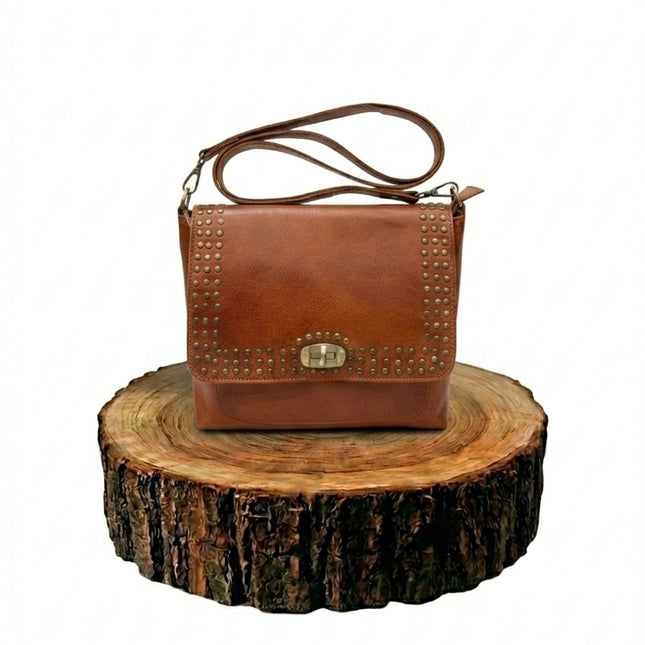 bolso de mano de piel marrón para mujer marrón vista frontal — CJ5242