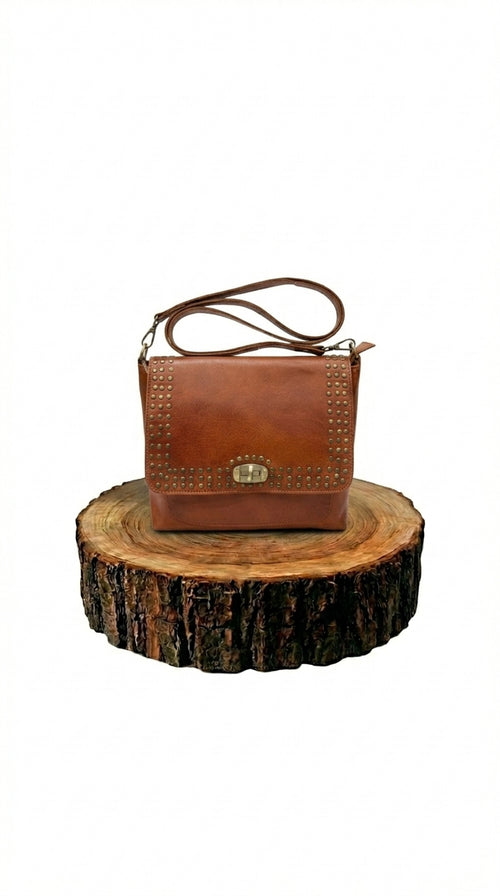 bolso de mano de piel marrón para mujer marrón vista frontal — CJ5242