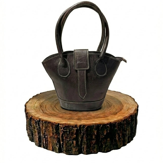 bolso de mano de piel marrón oscuro para mujer marrón oscuro vista frontal — CJ10615