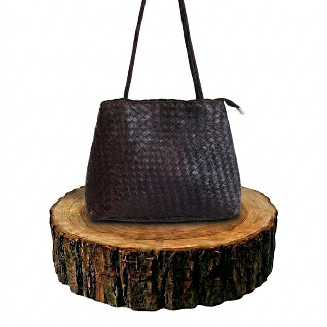 detalle dorado bolso shopper de piel marrón oscuro para mujer — ref. CJ2200