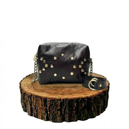 bolso de mano de piel negro para mujer negro vista frontal — CJ789