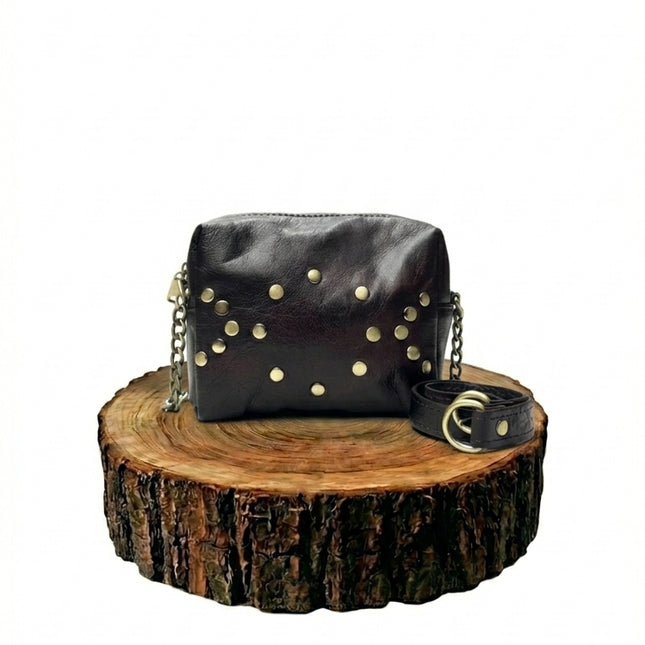 bolso de mano de piel negro para mujer negro vista frontal — CJ789