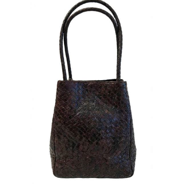 detalle marrón oscuro bolso shopper de piel marrón oscuro para mujer — ref. CJ2258
