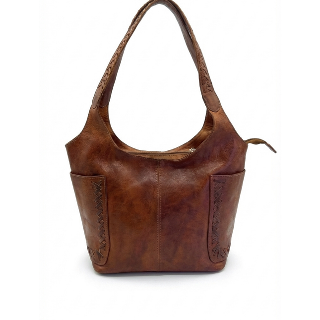 detalle marrón bolso shopper de piel marrón oscuro para mujer — ref. CJ5863