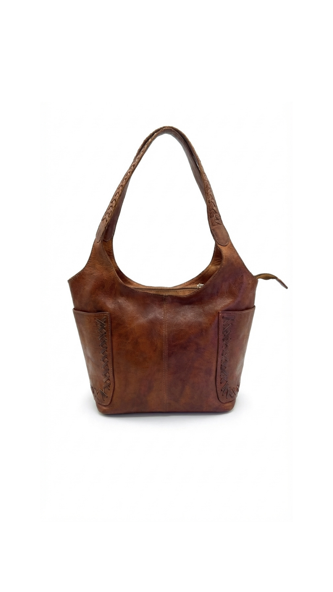 detalle marrón bolso shopper de piel marrón oscuro para mujer — ref. CJ5863