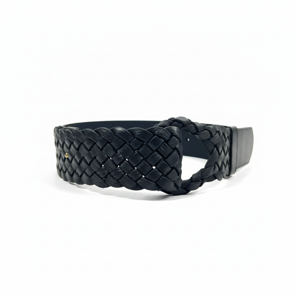 cinturón de piel negro para unisex negro vista frontal — CJ5046