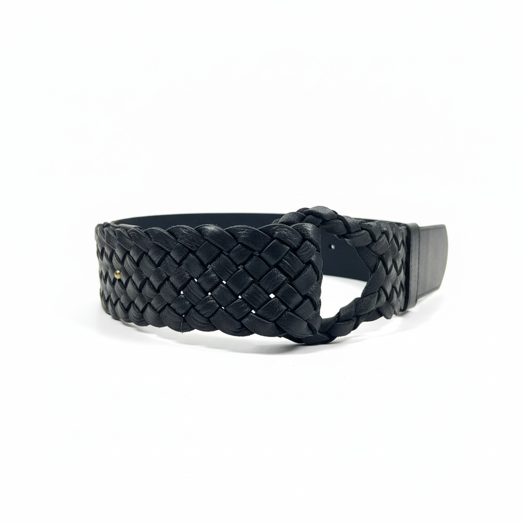 cinturón de piel negro para unisex negro vista frontal — CJ5046