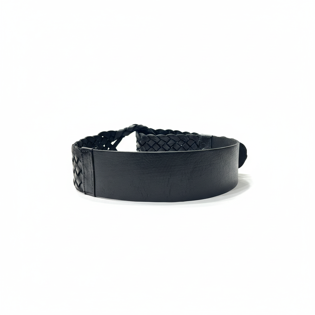 vista 3 marrón oscuro cinturón de piel negro para unisex — CJ5046