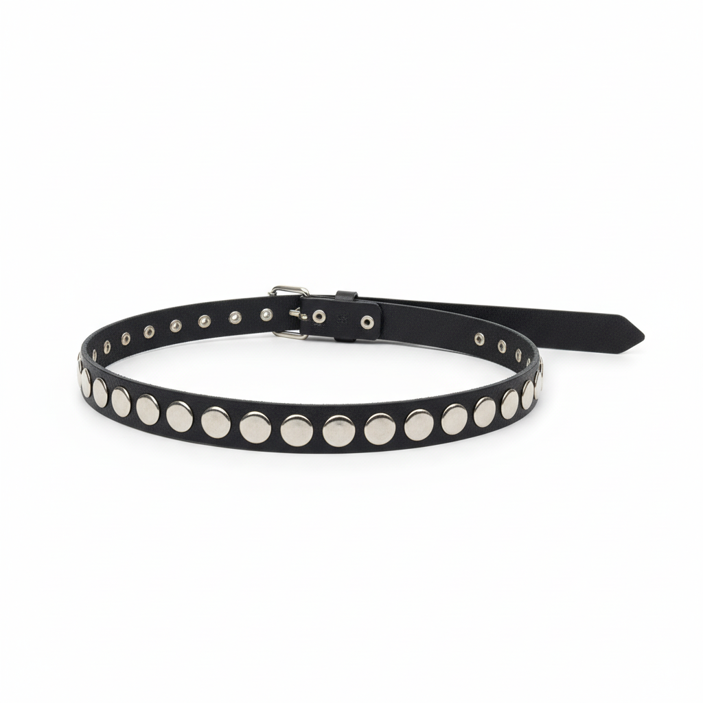 vista 4 negro cinturón de piel negro para mujer — CJ0888