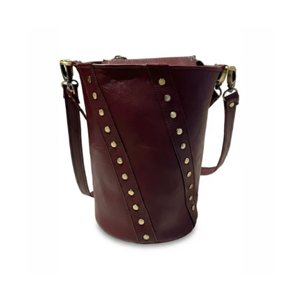 detalle burdeos bolso de mano de piel burdeos para mujer — ref. CJ1034