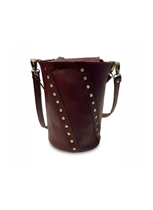 detalle burdeos bolso de mano de piel burdeos para mujer — ref. CJ1034