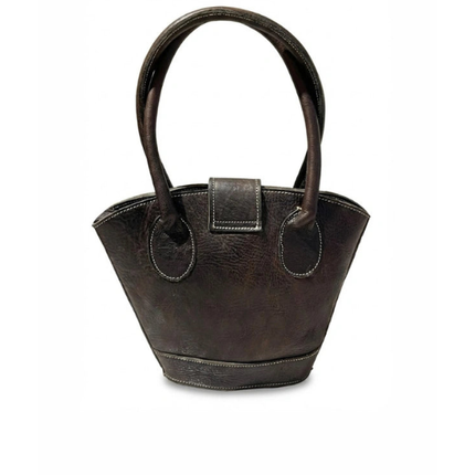 vista 3 marrón oscuro bolso de mano de piel marrón oscuro para mujer — CJ10615