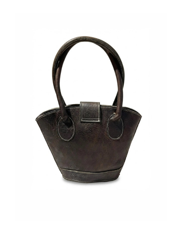 vista 3 marrón oscuro bolso de mano de piel marrón oscuro para mujer — CJ10615