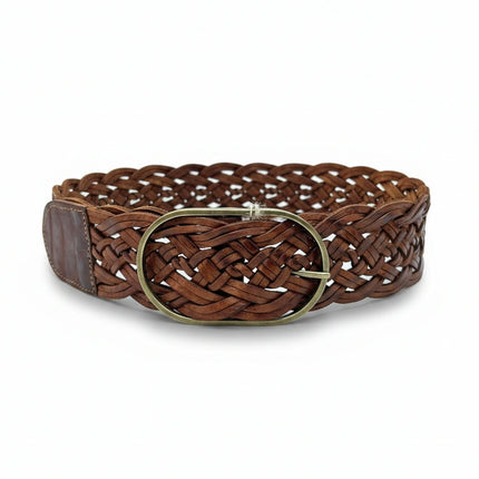 cinturón de piel marrón para unisex marrón vista frontal — CJ4501