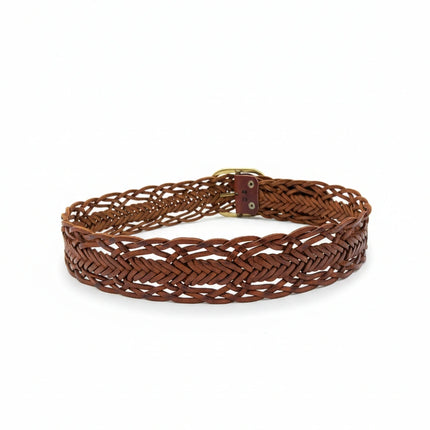 detalle marrón cinturón de piel marrón para unisex — ref. CJ4502