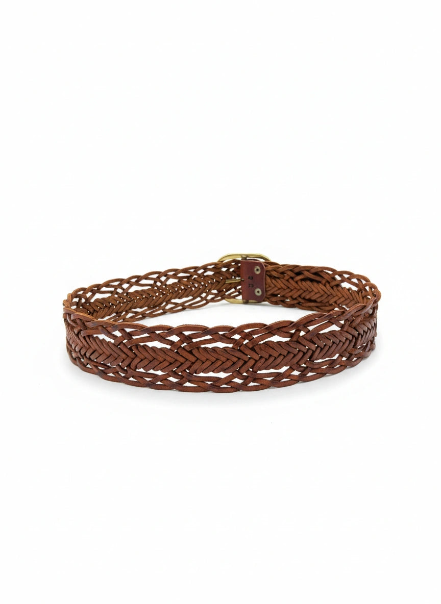 detalle marrón cinturón de piel marrón para unisex — ref. CJ4502