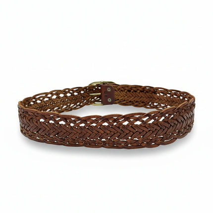 detalle marrón cinturón de piel marrón para unisex — ref. CJ4502/D