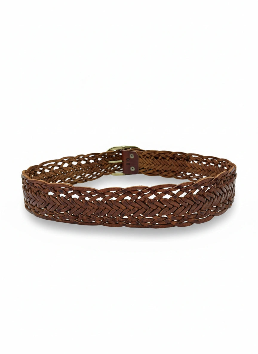 detalle marrón cinturón de piel marrón para unisex — ref. CJ4502/D