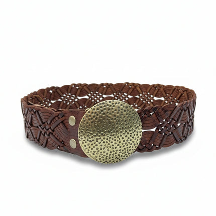 cinturón de piel marrón para unisex marrón vista frontal — CJ4501/A