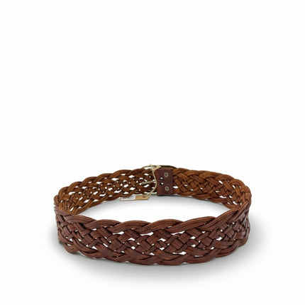detalle marrón cinturón de piel marrón para unisex — ref. CJ4501