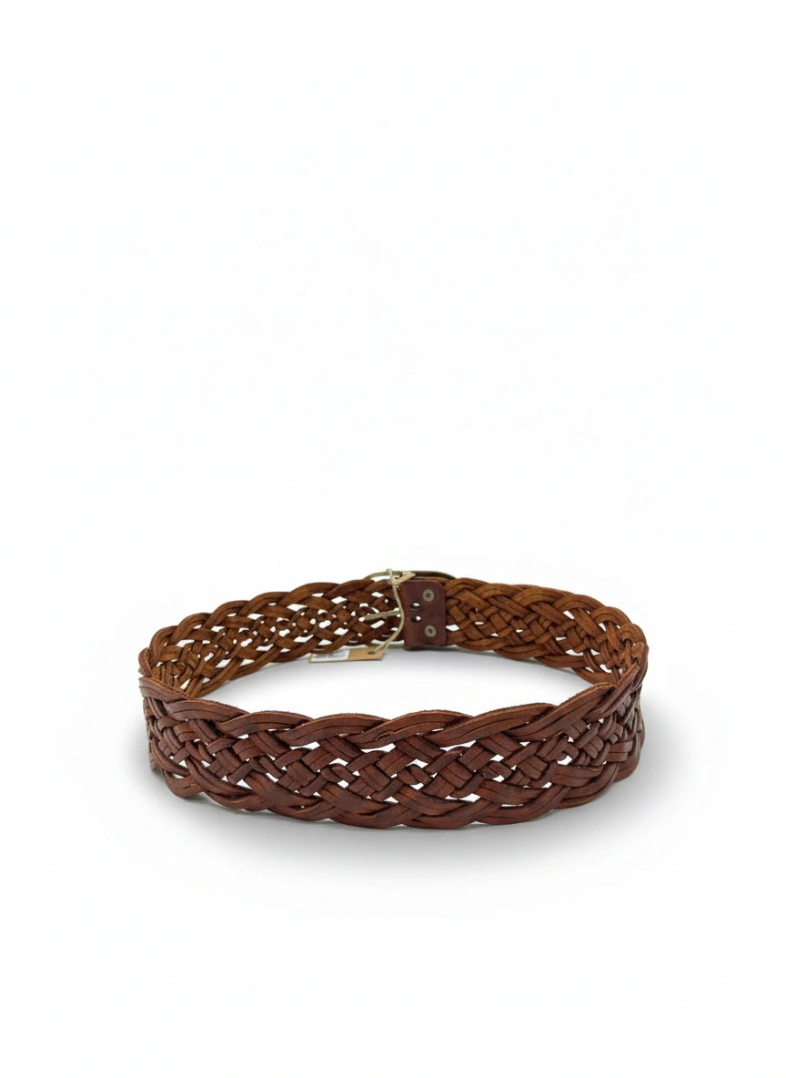 detalle marrón cinturón de piel marrón para unisex — ref. CJ4501