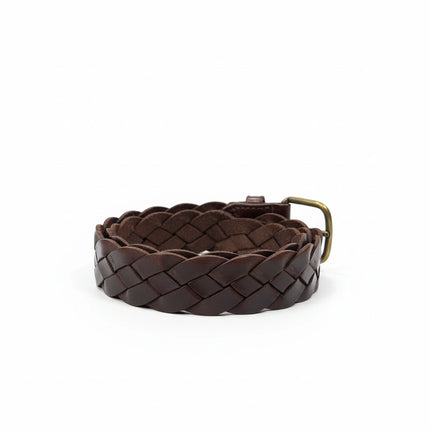 vista 3 marrón oscuro cinturón de piel marrón oscuro para unisex — CJ09317