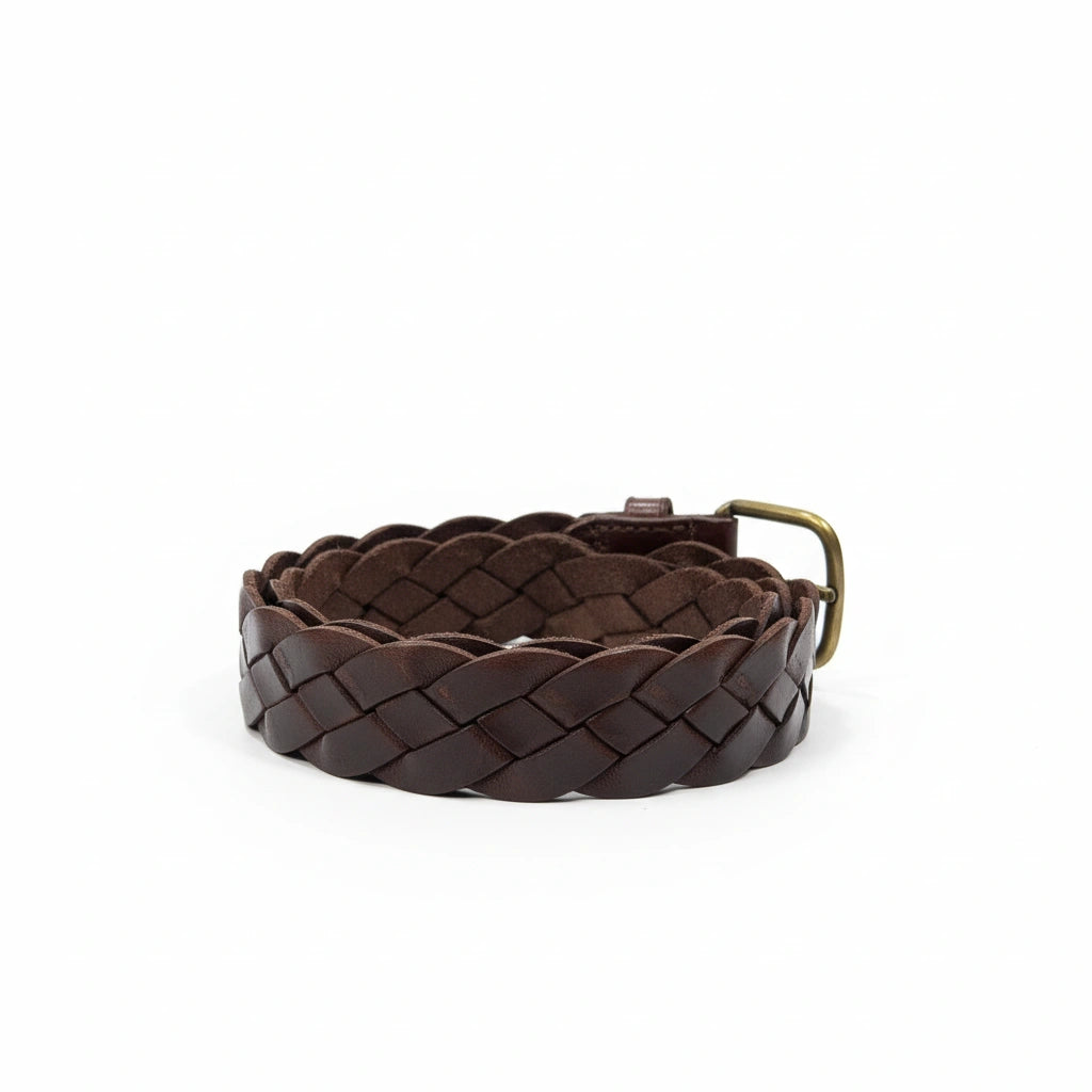 vista 3 marrón oscuro cinturón de piel marrón oscuro para unisex — CJ09317