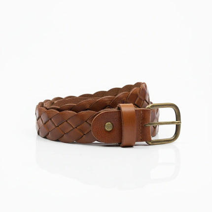 detalle marrón oscuro cinturón de piel marrón oscuro para unisex — ref. CJ09317