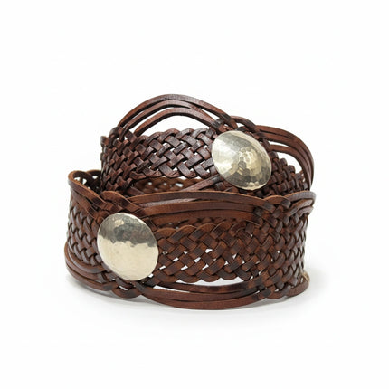 detalle marrón cinturón de piel marrón para unisex — ref. CJ6638