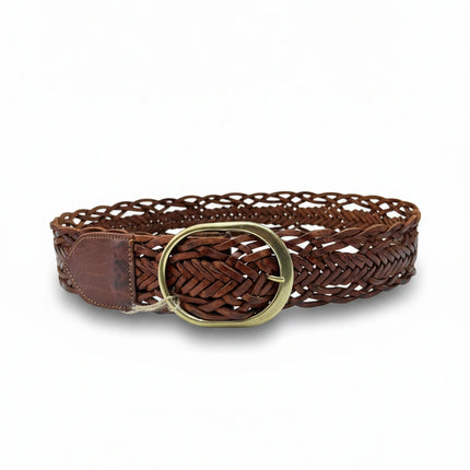cinturón de piel marrón para unisex marrón vista frontal — CJ4502