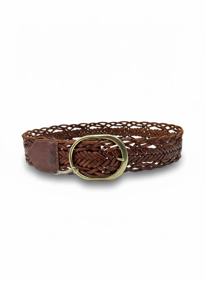 cinturón de piel marrón para unisex marrón vista frontal — CJ4502