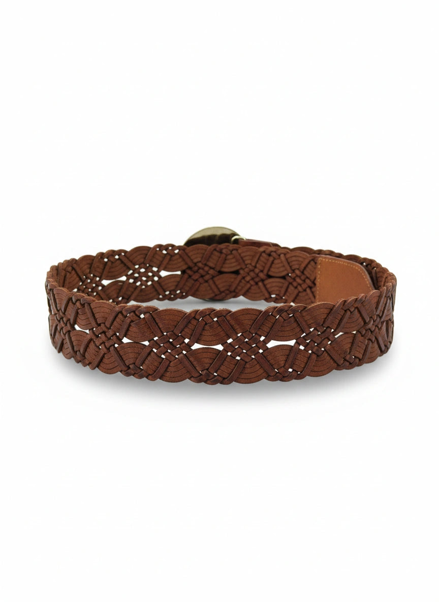 detalle marrón cinturón de piel marrón para unisex — ref. CJ4501/A