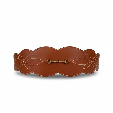 cinturón de piel marrón para unisex marrón vista frontal — CJ1228