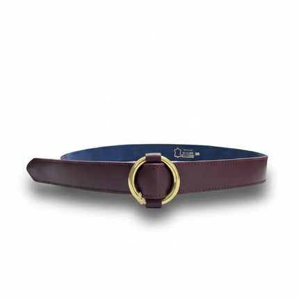 vista 4 marrón oscuro cinturón de piel naranja para unisex — CJ0026