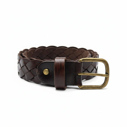 cinturón de piel marrón oscuro para unisex marrón oscuro vista frontal — CJ09317