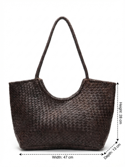 vista 4 marrón oscuro bolso de mano de piel marrón oscuro para mujer — CJ2251