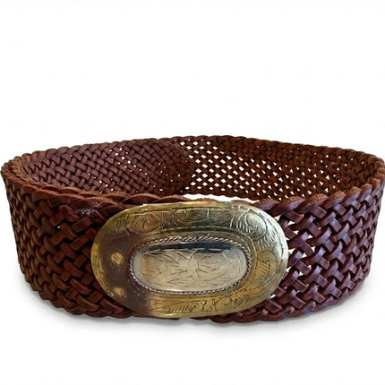 cinturón de piel marrón para unisex marrón vista frontal — CJ0764
