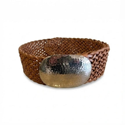 detalle marrón cinturón de piel marrón para unisex — ref. CJ10225