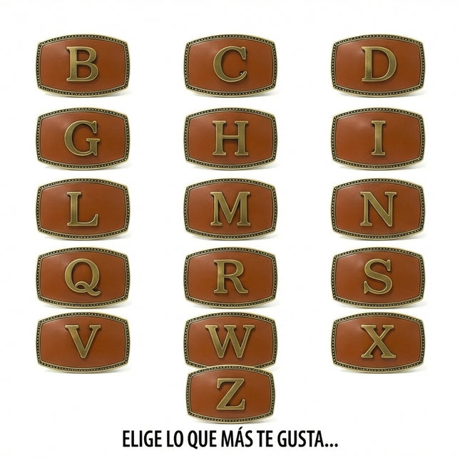 detalle b hebilla de cinturon con letras — ref. CJ3947