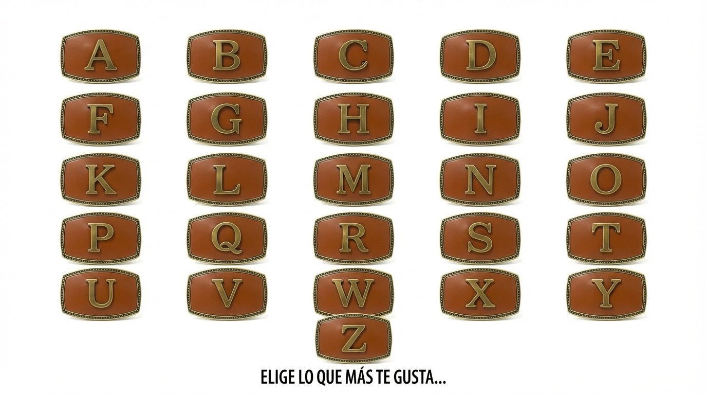 detalle b hebilla de cinturon con letras — ref. CJ3947