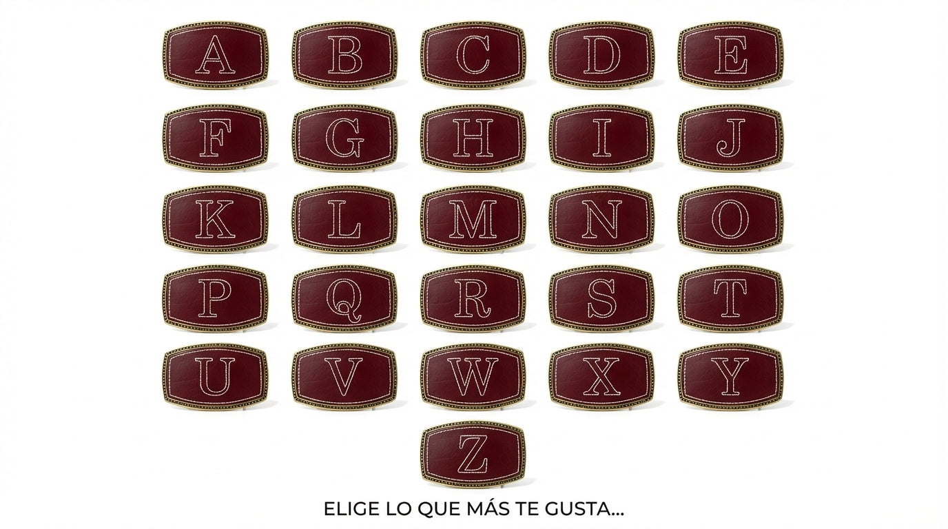 detalle b hebilla de cinturon con letras — ref. CJ3848