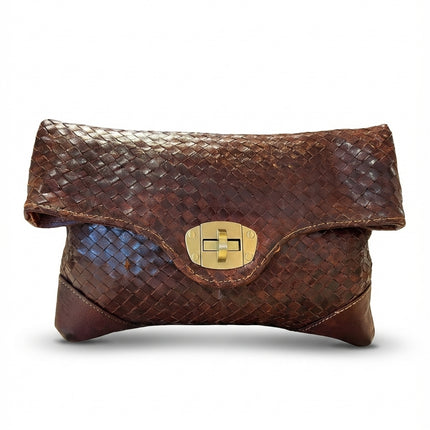 vista 3 marrón oscuro bolso shopper de piel dorado para mujer — CJ2259
