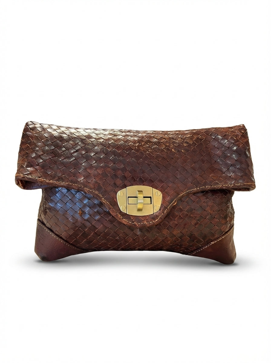 vista 3 marrón oscuro bolso shopper de piel dorado para mujer — CJ2259