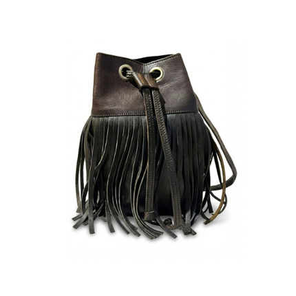 detalle marrón oscuro bolso de mano de piel marrón oscuro para mujer — ref. CJ10410
